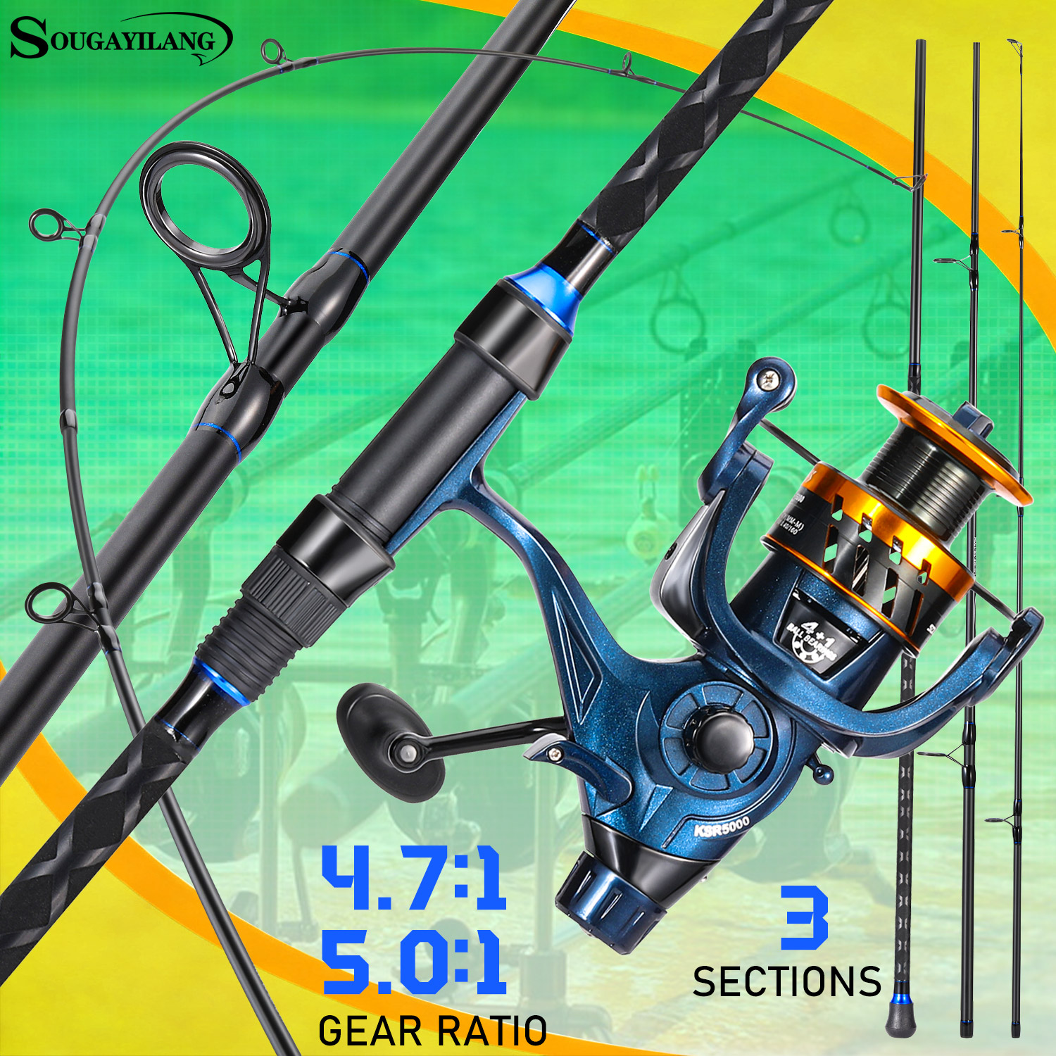 Sougayilang 3 Sections Surf Fi - Fishing Rod Spinning 리뷰 및 가격