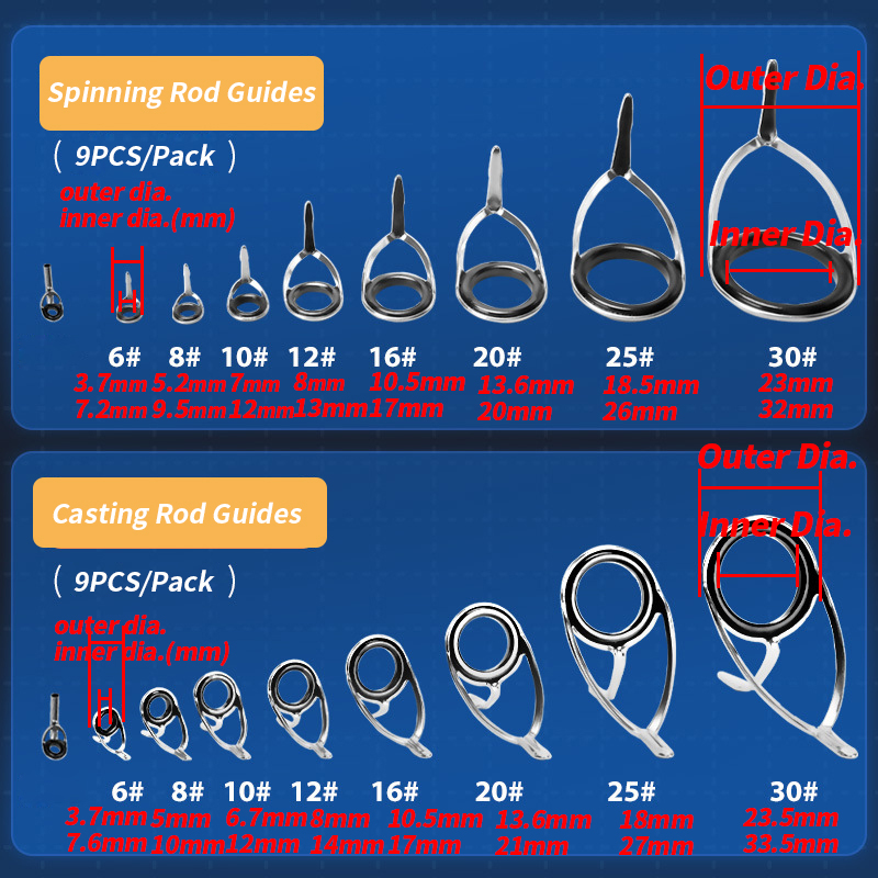 9Pcs Fishing Rod Guides Ring R - Fishing Rod Guide Replacement 리뷰 및 가격
